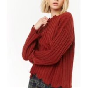Shark bite ribbed rust sweater size Medium